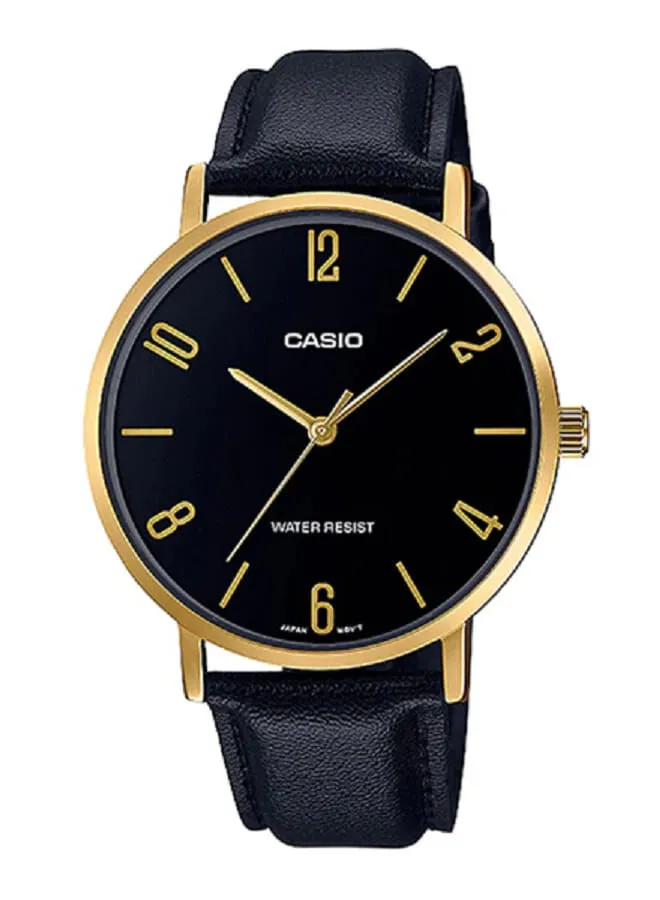 CASIO Leather Analog Wrist Watch MTP-VT01GL-1B2UDF