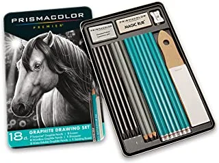 Prismacolor Premier Graphite Pencils with Erasers & Sharpeners, 18 Piece Drawing Pencil Set | Sketching Pencils