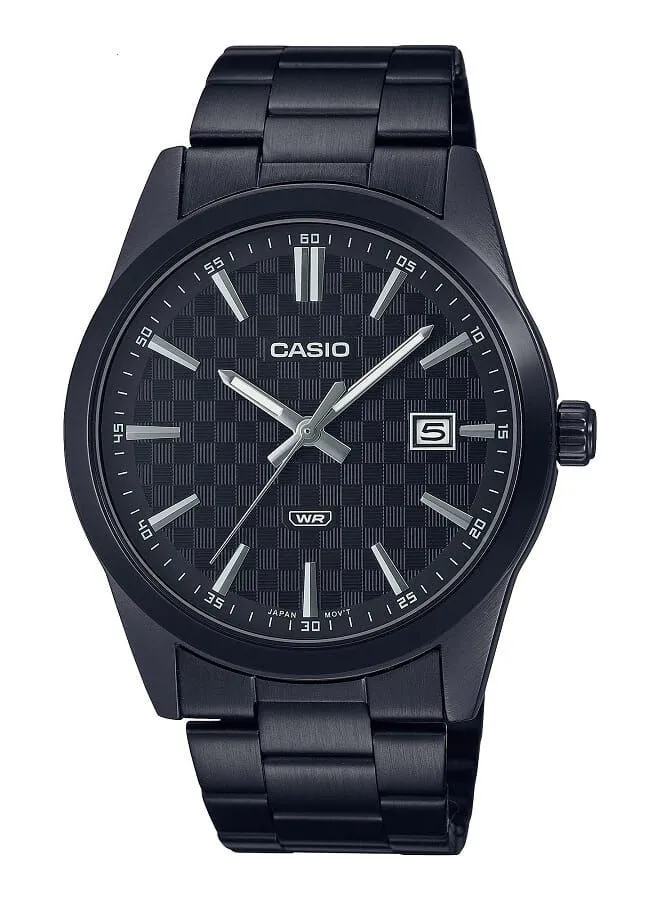 CASIO Men Watch Analog Date Display Black Dial Stainless Steel Ion Plated Case And Band MTP-VD03B-1AUDF