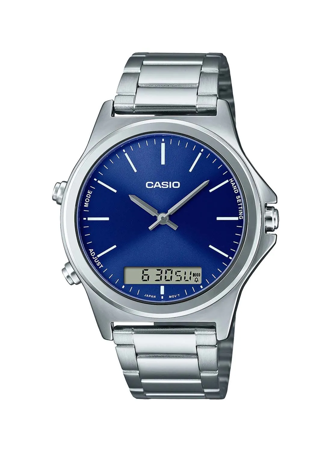 CASIO Analog Plus Digital Round Waterproof Wrist Watch With Stainless Steel MTP-VC01D-2EUDF