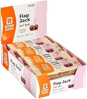 Born Winner Flap Jack Cherry and Yogurt 12 x 100 g معزز الطاقة ، نباتي ، مصنوع يدويًا ، مصدر BETA-GLUCANS ، فرن مخبوز