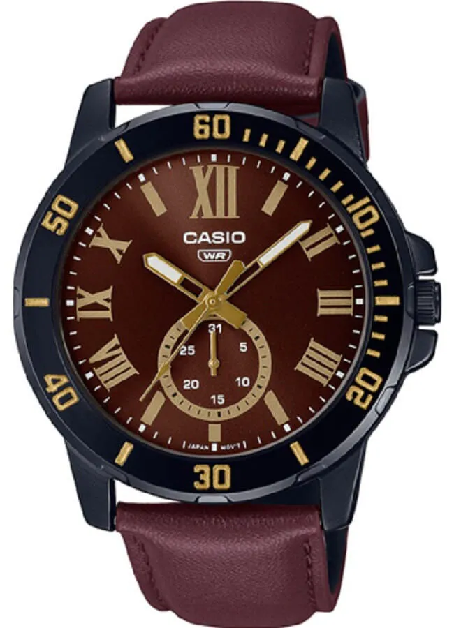 CASIO Leather Analog Wrist Watch MTP-VD200BL-5BUDF