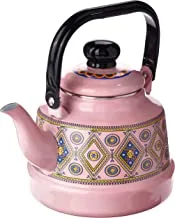 AL RIMAYA Asiri Design Enamel Coated Tea Kettle, 1.7 Liter Capacity, Pink