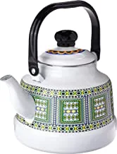 AL RIMAYA Asiri Design Enamel Coated Tea Kettle, 2.3 Liter Capacity, White