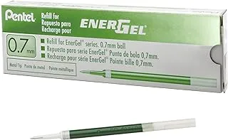 حبر إعادة تعبئة Pentel لقلم جل EnerGel RTX قابل للسحب ، 12 عبوة ، 0.7 مم ، نقطة متوسطة ، أخضر ليموني (LR7-K)