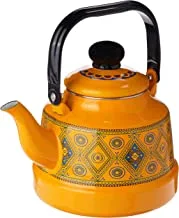 AL RIMAYA Asiri Design Enamel Coated Tea Kettle, 1.7 Liter Capacity, Yellow