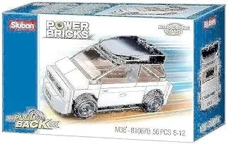 Sluban Power Bricks Series - White Electric Vehicle Building Blocks 56 PCS - For Age 6+ Years Old