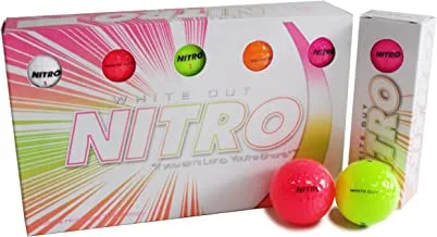 Long Distance Peak Performance Golf Balls (15PK) All Levels-Nitro White Out 70 Compression High Velocity White Hot Core Long Distance Golf Balls USGA Approved-Total of 15-Multi-color