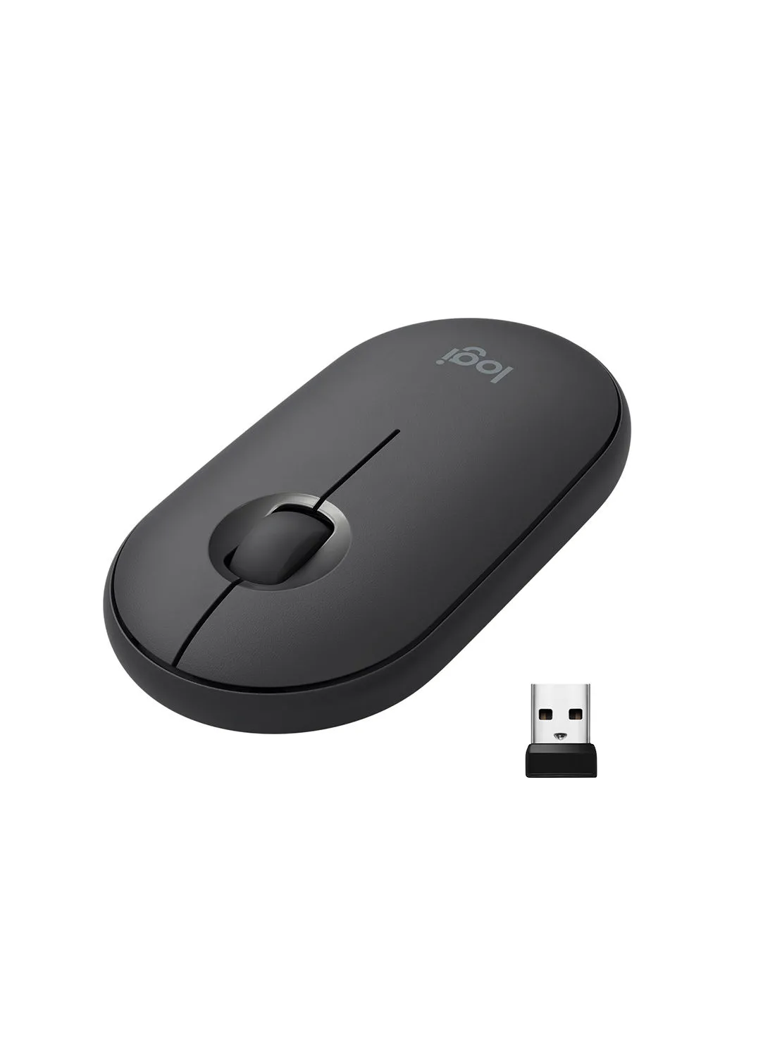 Logitech M350 Pebble Wireless Mouse, Bluetooth Or 2.4 GHz With USB Mini-Receiver, Silent, Slim Computer Mouse With Quiet Click For Laptop/Notebook/PC/Mac Black