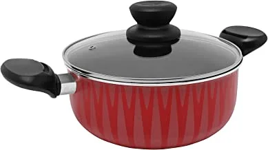 Trust Pro Non Stick Casserole with 2 Layered Coating, 22 cm, Red