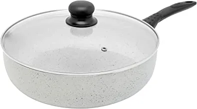 Trust Pro Non Stick Fry Pan with Lid and 2 Layered Aluminium Coating, 30 cm, White