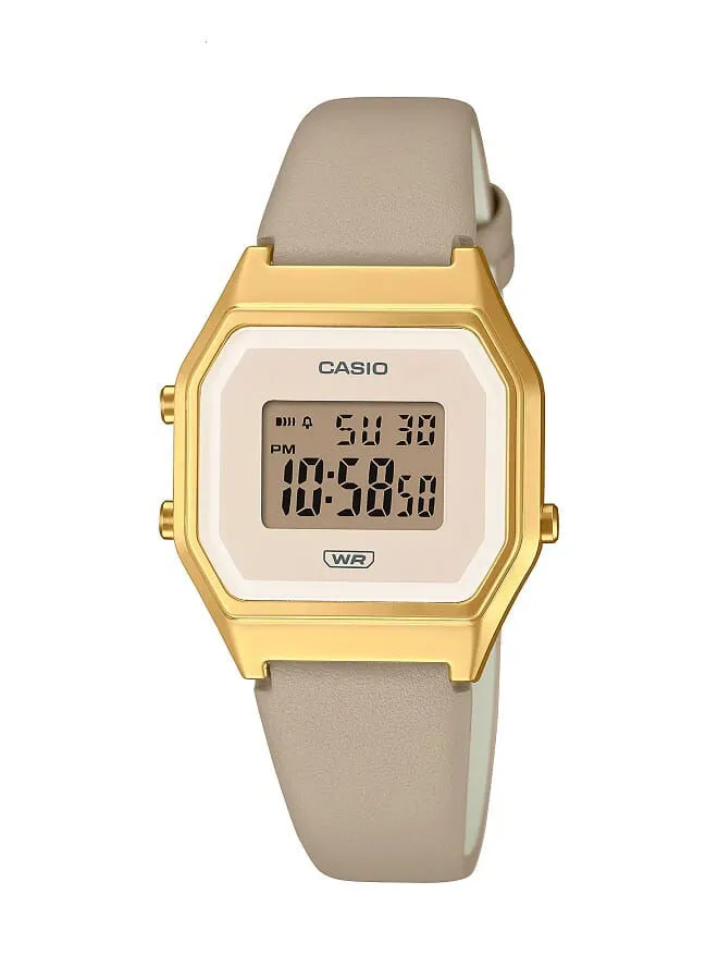 كاسيو ساعة يد رقمية للنساء من الجلد الطبيعي طراز LA680WEGL-5DF