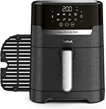TEFAL Easy Fry & Grill 2-in-1 Precision | Air fryer + Grill | Healthy Cooking | Touchscreen | 8 Automatic Programs| 4.5 L | 1400W | Easy to Clean | 50/60Hz | Black | 2 Years Warranty | EY505827