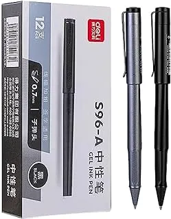 Deli S96-A Bullet Tip Smooth Writing Gel Pen 12 Pieces Set, 0.7 mm Tip Size, Black