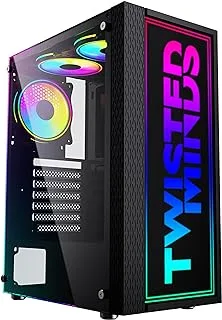 Twisted minds trinity-03 atx mid tower gaming computer case for pc, 8 x 120mm argb led lighting case fans, 3 x 120mm argb fans included - sync with motherboard, tempered glass