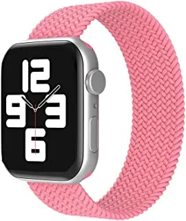 AC&L Braided Solo Band Compatible with Apple Watch 44Mm Medium Strap With A Plastic Connector, Pink