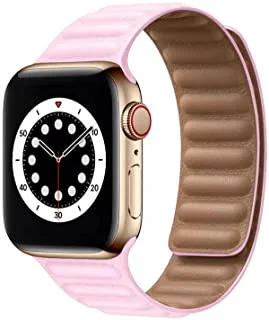 AC&L Leather Magnetic Band Compatible with Apple Watch 44Mm Strap, Pink