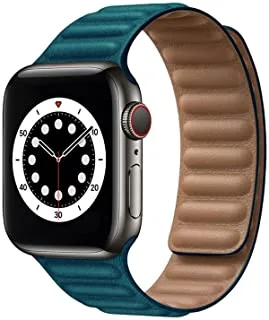 AC&L Leather Magnetic Band Compatible with Apple Watch 38Mm Strap, Malachite Green
