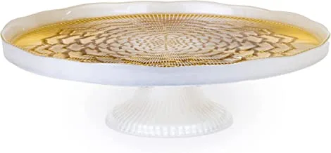 ELENOR Capira Foot Cake Stand- White and Gold 33 Cm