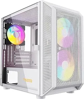 Twisted Minds Trident-03 ATX Mid Tower Gaming Computer Case for PC, 6 x 120mm ARGB LED Lighting Case Fans, 4 x 120mm ARGB Fans Included -Tempered Glass Side Panel - White