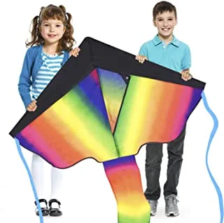 Mumoo Bear Huge Rainbow Kite For Children And Adults Very Easy To Fly Kite Stable In Low Winds Great Outdoor Toy For Beginners Makes A Great Gift