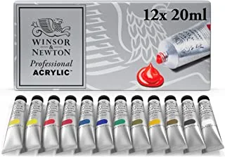 طقم ألوان أكريليك 12 أنبوبة من وينسور آند نيوتن ارتستس ، 20 مل