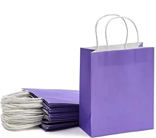 ECVV Gift Bags 24 Pieces Set Eco-Friendly Paper Bags With Handles Bulk Paper Bags Shopping Bags Kraft Bags Retail Bags Party Bags (PURPLE, 27 * 22 * 11 Cm)