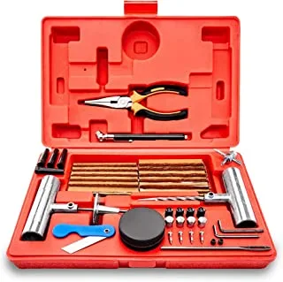 TOOLUXE 50003L Universal Heavy Duty Tire Repair Kit | 57 Piece Value Pack | Fix Punctures and Plug Flats | Ideal for Cars, Trucks, Motorcycle, ATV, Jeeps, Off Road Vehicles, RV, Tractors