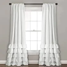 Lush Decor, White Allison Ruffle Curtains-Window Drapes Set for Living, Dining Room, Bedroom, 84