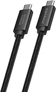 Promate USB-C Cable, Ultra HD 8k 60hz USB4 Type-C Cable with 100W Charging, High-Speed 40Gbps Data Transfer, Thunderbolt 4 Compatible and 1m Nylon Braided Cord for MacBook Pro, iPad Air, PrimeLink-C40