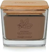 Yankee Candle Soothing Oak & Patchouli Well Living Collection شمعة مربعة متوسطة الحجم 11.25 أونصة