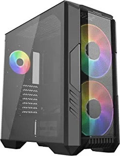 Cooler Master HAF 500 High Airflow ATX Mid-Tower with Mesh Front Panel, Dual 200mm Customizable ARG Lighting Fans, Rotatable GPU Fan, USB 3.2 Gen 2 Type C and Tempered Glass (H500-KGNN-S00)