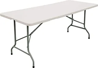 FORUP 6ft Table, Folding Utility Table, Fold-in-Half Portable Plastic Picnic Party Dining Camp Table (White)