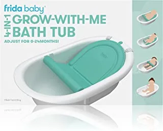 Fridababy - حوض استحمام 4 في 1 Grow-with-Me يحول حوض الاستحمام للرضع إلى مقعد حمام للأطفال الصغار مع مسند ظهر للجلوس المساعد في الحوض ، أبيض ، 093