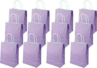 SHOWAY Paper Gift Bags 12 Pieces Set Eco-Friendly Paper Bags With Handles Bulk Paper Bags Shopping Bags Kraft Bags Retail Bags Party Bags 15X21X8cm Color Purple, Psb2771P