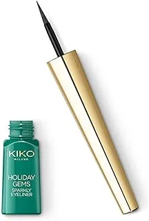 محدد عيون سائل من KIKO Milano Holiday Gems بلمسة نهائية معدنية (03 أسود متلألئ)
