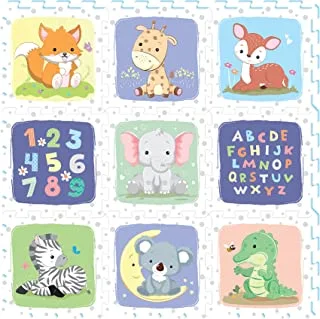 Sunta Safari Educational Baby Puzzle Mat, Soft, Non-Toxic, Eva Foam, Interlocking Tiles, Made In Malaysia, 32 X 32 Cm Per Piece, Set Of 9 Pcs