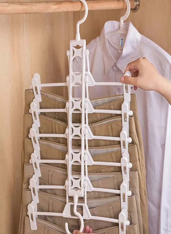 fashionhome Multi Functional 180 Degree Drying Pants Rack Clothes Plastic Hanger With Anti-Slip Clip White 34.5x34x27cm