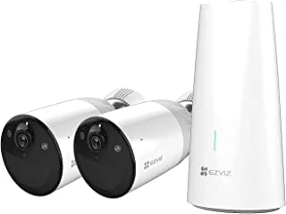 كاميرا EZVIZ BC1 WiFi خارجية ، كاميرا مراقبة 1080p CCTV مع عمر بطارية 365 يومًا ، رؤية ليلية ملونة ، حركة PIR ، اكتشاف ذكي للإنسان ، صوت ثنائي الاتجاه ، تعمل مع Alexa & Google Assistant (BC1-B2)