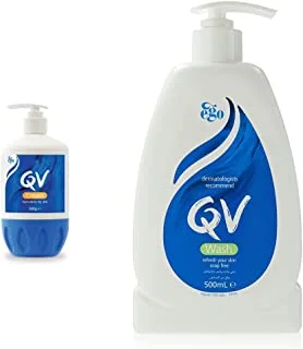 Qv Cream For Dry Skin Conditions 500G & Wash Refresh Your Skin Soap Free, 500Ml