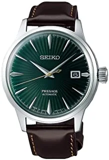 Seiko Presage Leather Band Analog Watch for Men Green Dial SRPD37J1, green