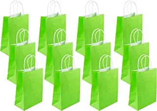 SHOWAY Paper Gift Bags 12 Pieces Set Eco-Friendly Paper Bags With Handles Bulk Paper Bags Shopping Bags Kraft Bags Retail Bags Party Bags 15X21X8cm Color Green, Psb2911G, GREEN, 15x21x8cm, PAPER