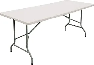 FORUP 6ft Table, Folding Utility Table, Fold-in-Half Portable Plastic Picnic Party Dining Camp Table (White)