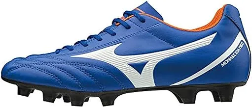 Mizuno P1GA192501 Monarcida Neo Select حذاء كرة قدم للرجال، أزرق/أبيض/أحمر برتقالي