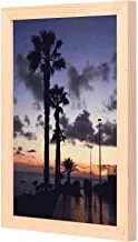 LOWHA Palm Trees Near Sea Wall Art with Pan Wood framed Ready to hang for home, bed room, office living room Home decor hand made wooden color 23 x 33cm By LOWHA