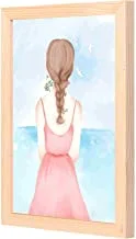 لوحة جدارية لفتاة مرسومة باليد من لووا مع إطار خشبي جاهز للتعليق للمنزل ، غرفة النوم ، غرفة المعيشة والمكتب ، ديكور المنزل مصنوع يدويًا ، لون خشبي 23 × 33 سم من LOWHA