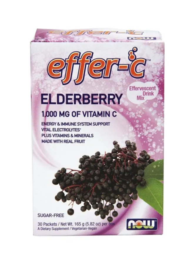 Now Foods Pack of 30 Effer-C Elderberry Drink Mix