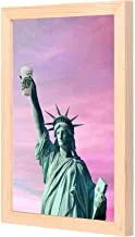 LOWHa Statue of Liberty holding latte Wall art with Pan Wood framed Ready to hang for home, bed room, office living room Home decor hand made wooden color 23 x 33cm By LOWHa
