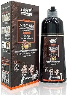 Laser White Argan Speedy Hair Color Shampoo 420 ml, Dark Brown