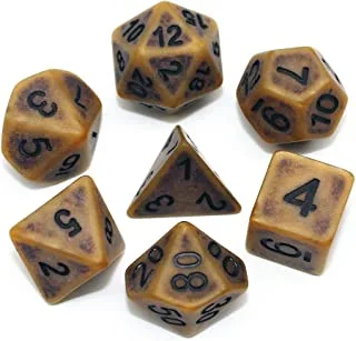 HD DND Dice Set Ancient RPG Dice for Dungeons and Dragons(D&D) Pathfinder MTG Tabletop Role Playing Game Polyhedral 7-Die Dice Group (Coffee Brown)